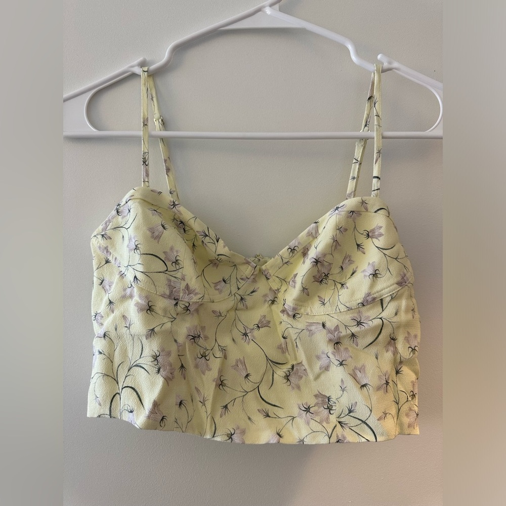 Aritzia Sunday Best cute yellow floral bustier crop top size XS NWOT